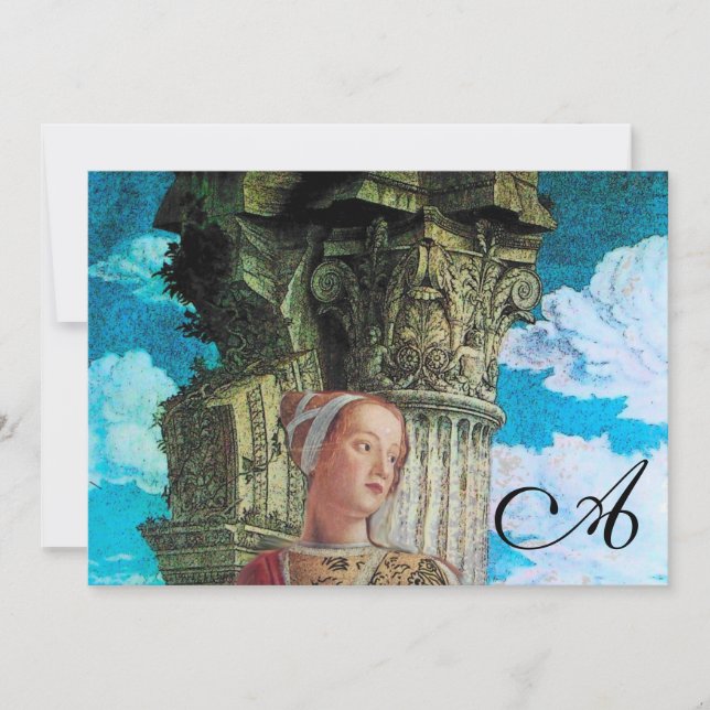 Invitation MONOGRAMME DE BEAUTÉ CLASSIQUE, bleu antique clair (Devant)