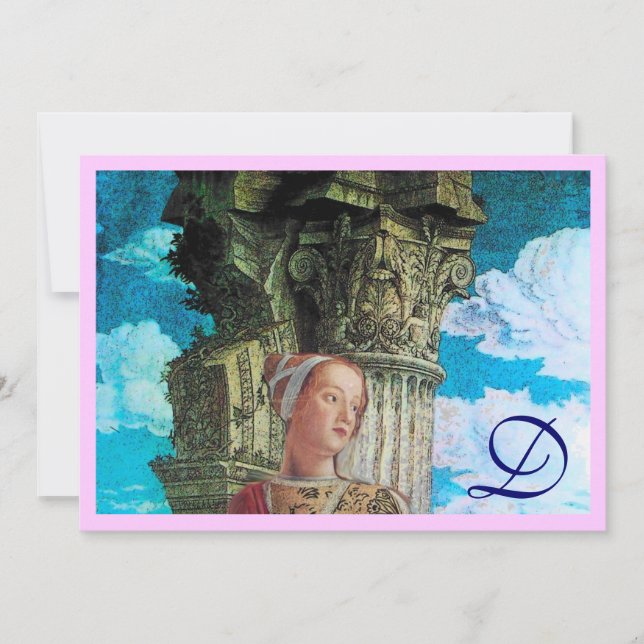 Invitation MONOGRAMME DE BEAUTÉ CLASSIQUE, rose bleu rose vif (Devant)