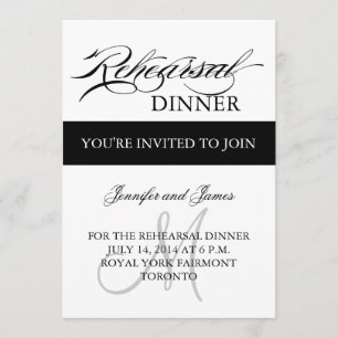Invitation Monogramme de blanc de noir d'invitations de dîner
