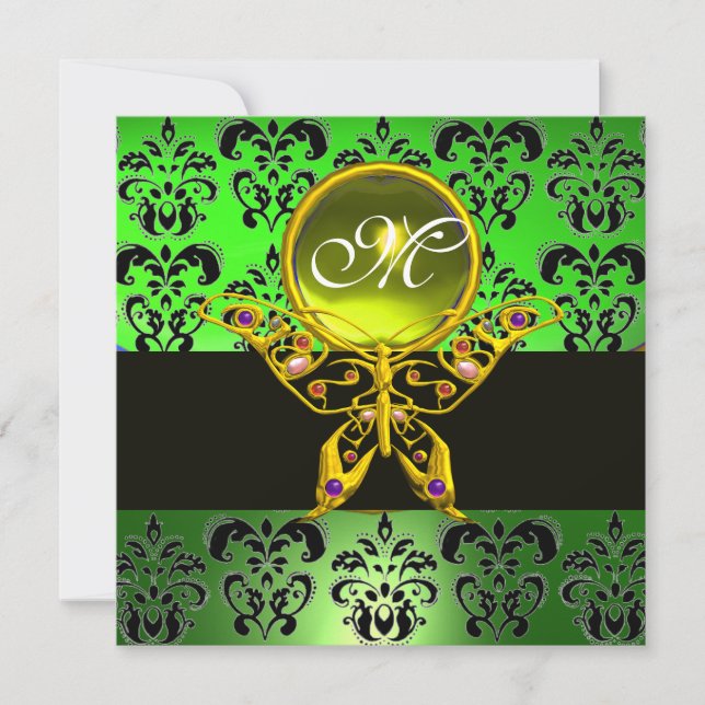 Invitation MONOGRAMME DE BOUTEILLE HYPER, damas vert, gemme j (Devant)