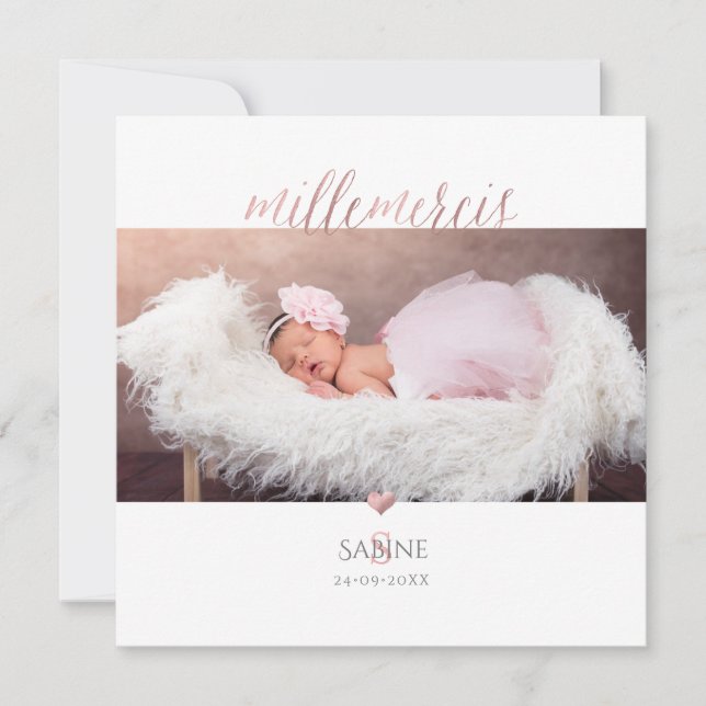 Invitation Monogramme de bricolage en D'or Rose Remerciements (Devant)