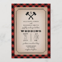 Monogramme de bûcheron Ax Buffalo Plaid Mariage