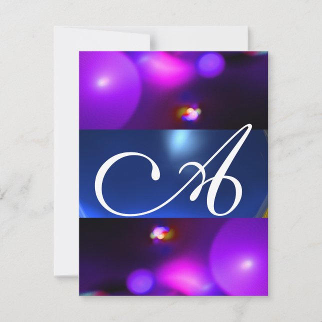 Invitation MONOGRAMME DE BULLE QUANTUME bleu violet (Devant)