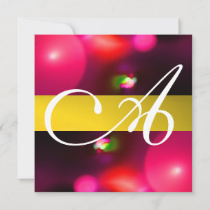 Invitation MONOGRAMME DE BULLE QUANTUME rouge jaune