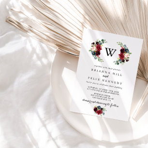 Invitation Monogramme de calligraphie bourguignonne rustique