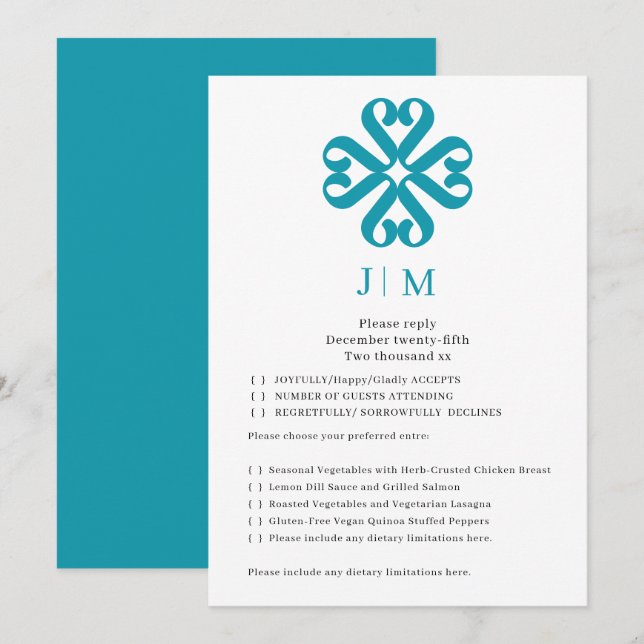 Invitation Monogramme de calligraphie classique pour réponse  (Devant / Derrière)