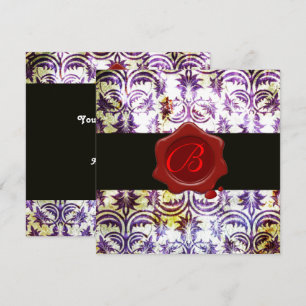 Invitation MONOGRAMME DE CIRE ROUGE DAMASSÉ ANTIQUE SCEAU, vi