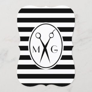 Invitation Monogramme de ciseaux Initiales Styliste de cheveu