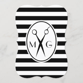 Invitation Monogramme de ciseaux Initiales Styliste de cheveu