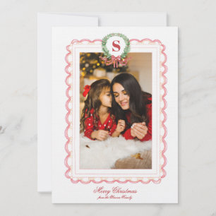 Invitation Monogramme de couronne de Noël du grand-millénaire