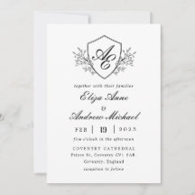 Monogramme de crête baroque Mariage noir et blanc