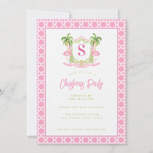 Invitation Monogramme de crête de Flamant rose de Noël de Pre