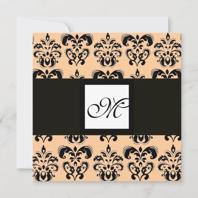 Invitation MONOGRAMME DE DAMAS,noir et blanc,rose (Devant)