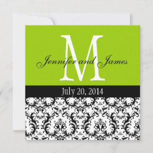 Invitation Monogramme de Damas vert pomme