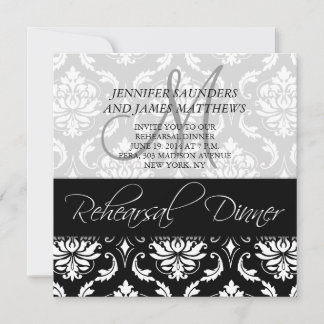 Invitation Monogramme de damassé d'invitation de dîner de