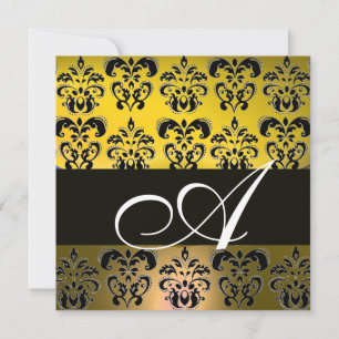 Invitation MONOGRAMME DE DOMMASQUES JAUNES, blanc