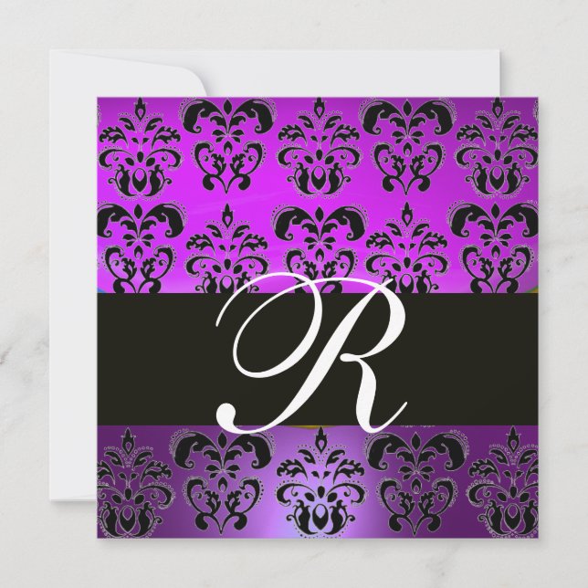 Invitation MONOGRAMME DE DOMMASQUES NOIR VIOLET VIOLET,, blan (Devant)
