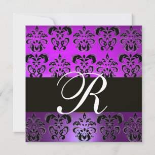 Invitation MONOGRAMME DE DOMMASQUES NOIR VIOLET VIOLET,, blan