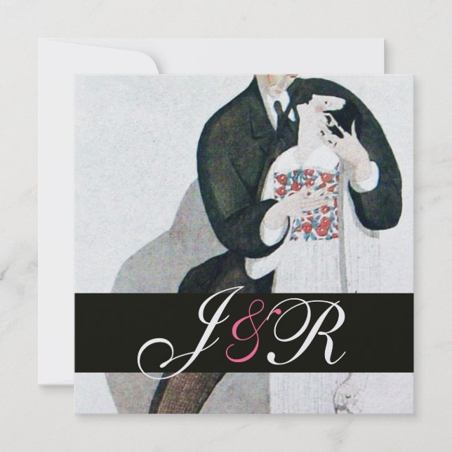INVITATION MONOGRAMME DE FÊTE DE MARIAGE DE JEUNE MARIÉE ET J (Devant)
