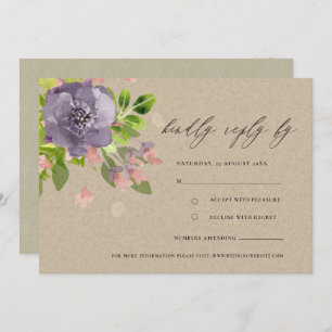 INVITATION MONOGRAMME DE FLEURS ET DE FOLIAGE RUSTIQUE DE VIO