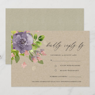 INVITATION MONOGRAMME DE FLEURS ET DE FOLIAGE RUSTIQUE DE VIO