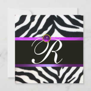 INVITATION MONOGRAMME DE FOURRURE EN ZEBRA NOIR POURPULAIRE,