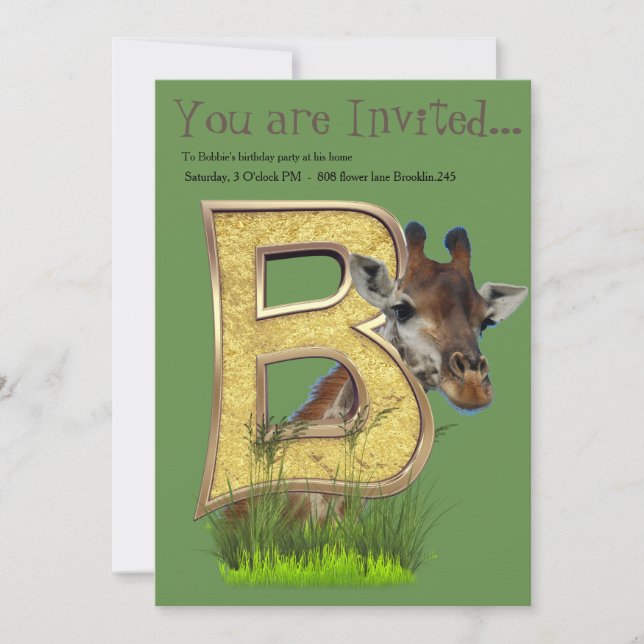 Invitation Monogramme de la capitale d'anniversaire -lettre B (Devant)