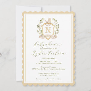 Invitation Monogramme de la crête de bébé   Baby shower neutr