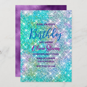 Invitation Monogramme de la fausse parties scintillant bleue 