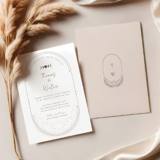 Invitation Monogramme de la lune et des étoiles célestes mini