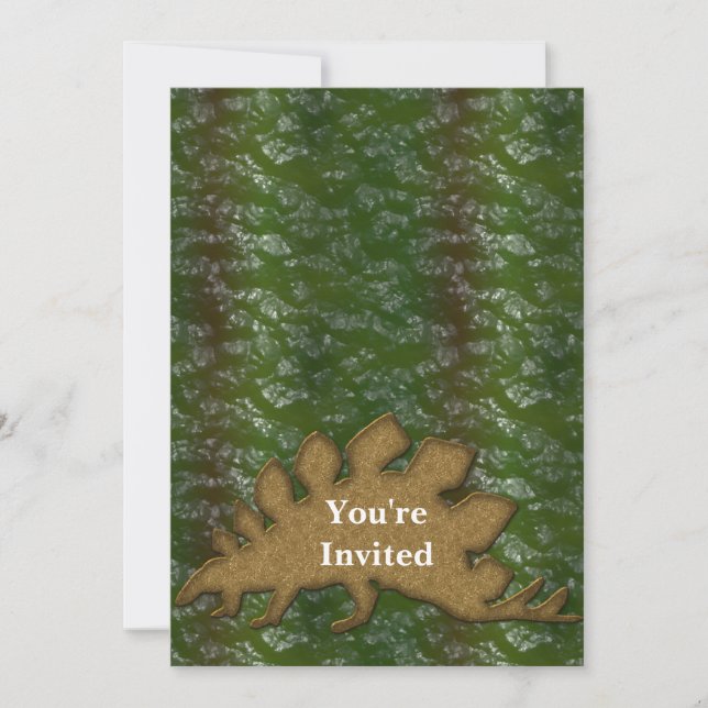 Invitation Monogramme de la peau de dinosaure vert et Brown (Devant)
