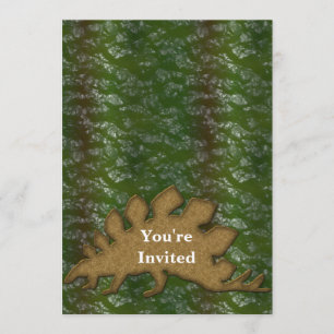 Invitation Monogramme de la peau de dinosaure vert et Brown
