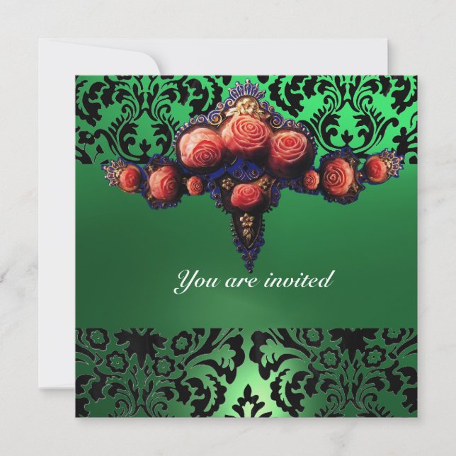 INVITATION MONOGRAMME DE LA ROSE ROSE ET DU GEM DE DAMASK (Devant)