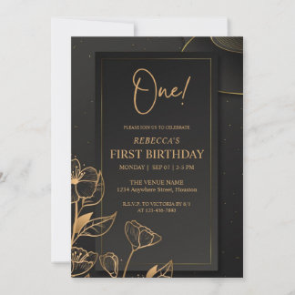 Invitation Monogramme De Luxe Personnalisé Noir Et Or