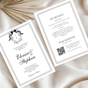 Invitation Monogramme de mâchoire français crête en un seul M
