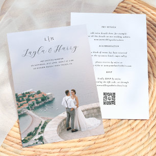 Invitation Monogramme de mariage Code QR photo tout-en-un