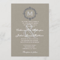 Monogramme de Mariage en toile de lin de galets et