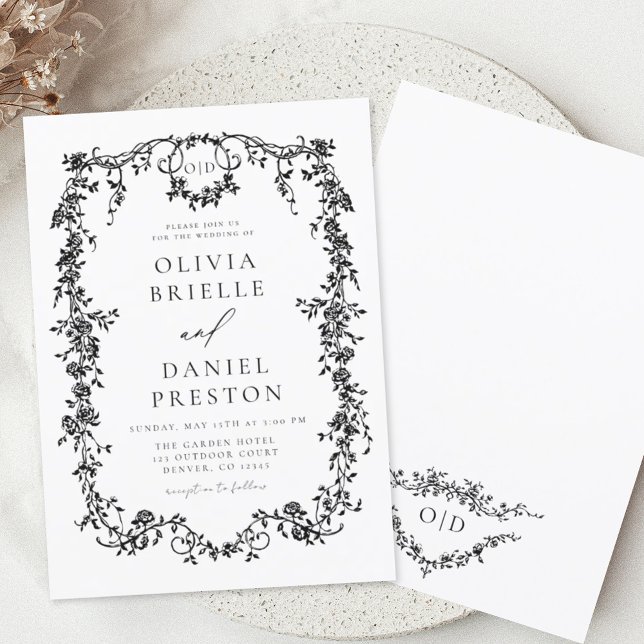 Invitation Monogramme de Mariage noir de couleur victorienne (Créateur téléchargé)