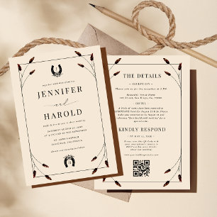 Invitation Monogramme de mariage tout-en-un fer à cheval bohè