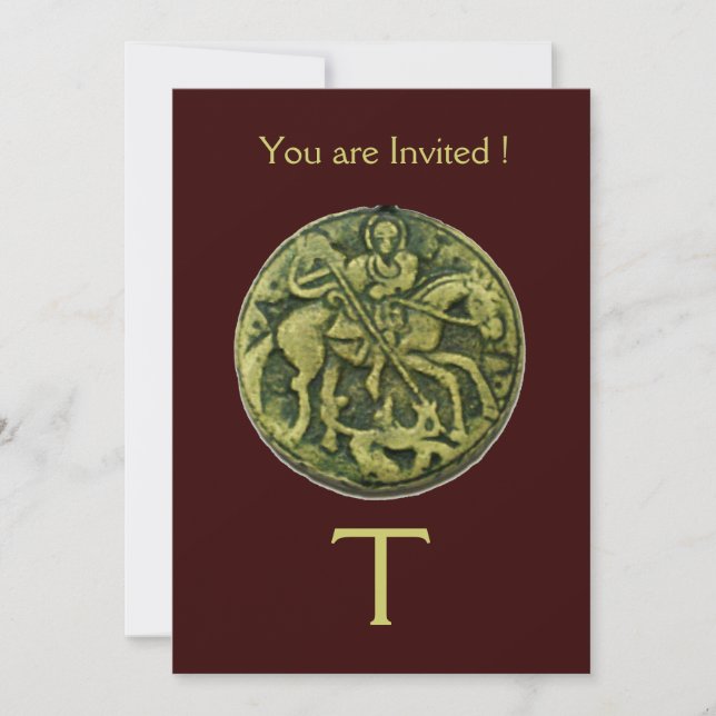 Invitation MONOGRAMME DE MÉDALLION SAINT GEORGE ET DRAGON, br (Devant)