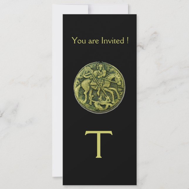 Invitation MONOGRAMME DE MÉDALLION SAINT GEORGE ET DRAGON, no (Devant)