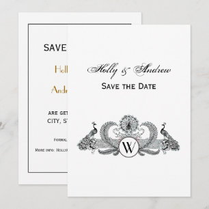 Invitation Monogramme de paons vintage