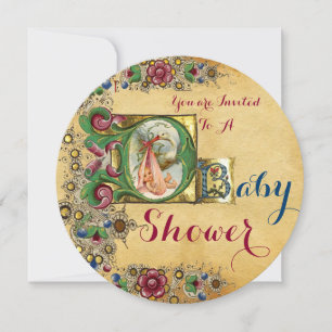 INVITATION MONOGRAMME DE PARCHEMENT FLORAL DE LA POIGNÉE DE B