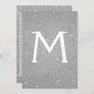 Invitation Monogramme de Parties scintillant d'argent Sparkle