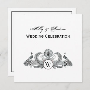 Invitation Monogramme de Peacocks vintages