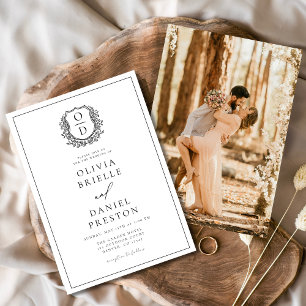 Invitation Monogramme de poitrine de feuilles officiel Mariag