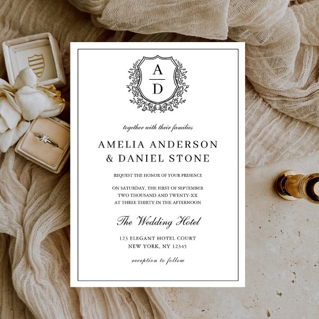 Invitation Monogramme de poitrine formelle Mariage élégant (Créateur téléchargé)