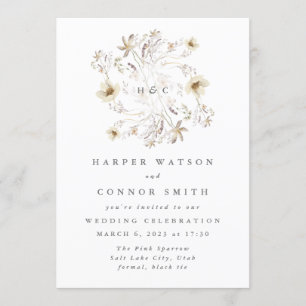 Invitation Monogramme de printemps Élégant Fleur sauvage Flor