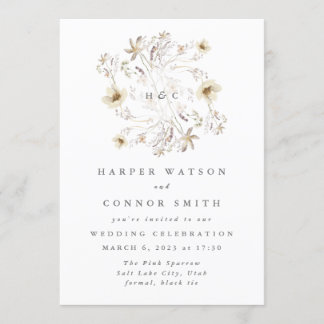 Invitation Monogramme de printemps Élégant Fleur sauvage Flor