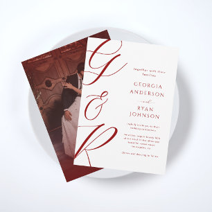 Invitation Monogramme de script surdimensionné Mariage photo